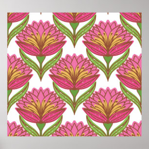 Poster Luminosité florale : Vintage blanc rouge.