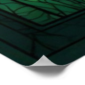 Poster Luminosité verdoyante : une fenêtre de verre de ve (Coin)