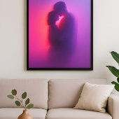 Poster Luminous Lovers – Neon Silhouette Romance Art