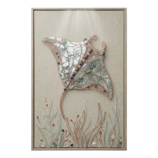 Poster Luminous Manta Ray Wall Art (Devant)