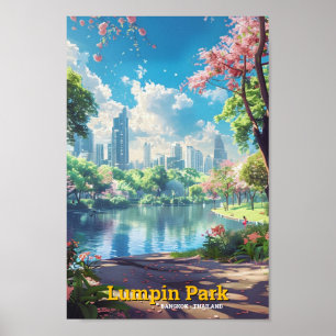 Poster Lumpini Park Bangkok Thaïlande Vintage voyage