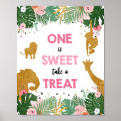 Poster L'un est Sweet Safari Animaux Fille Signal d'anniv (Devant)