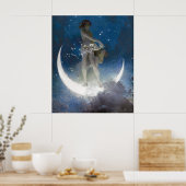 Poster Luna Goddess at Night Scattering Stars (Cuisine)