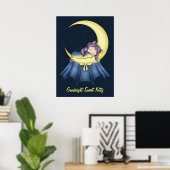 Poster Luna Lullaby Chat Dormir Sur La Lune (Bureau à domicile)