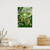Poster Luna Moth and Moon Poster, Green Nature Collage (Cuisine)