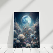 Poster Lunar Bloom - Pleine lune et Fleur sauvage Garden