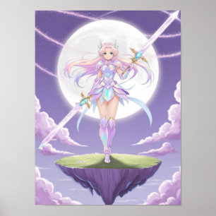 Poster Lunar Magical Girl Wall Art - Pastel Moonblade