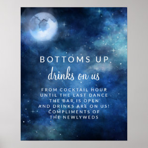 Poster Lunar Sky Full Moon Wedding Open Bar Table Sign