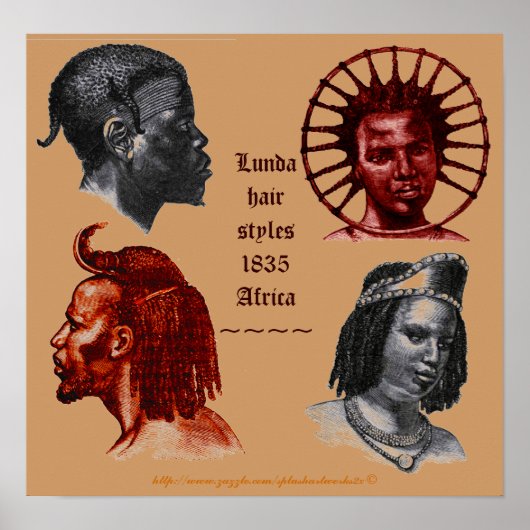 Poster Lunda Hairstyle 1835-sud du Congo Afrique (Devant)