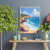 Poster Lundi à Malibu | Falaises de la plage CA Voyage