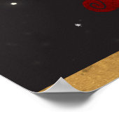 Poster Lune Année Lunaire Du Lapin Noir Rouge Or (Coin)