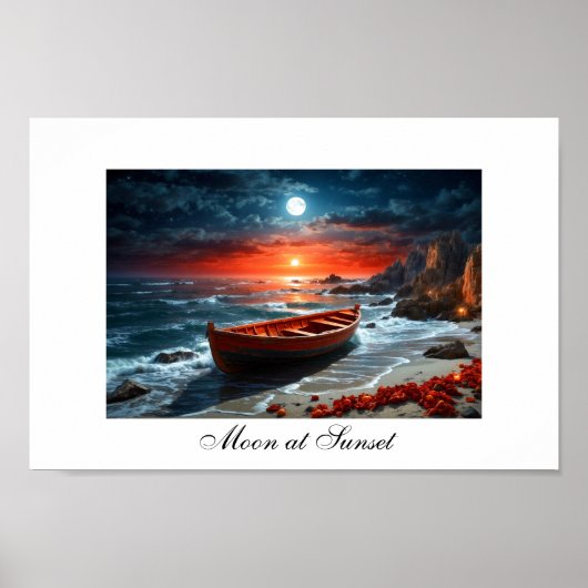Poster Lune au coucher du soleil (Devant)
