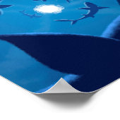 Poster Lune blanche de requin bleu sous la mer (Coin)