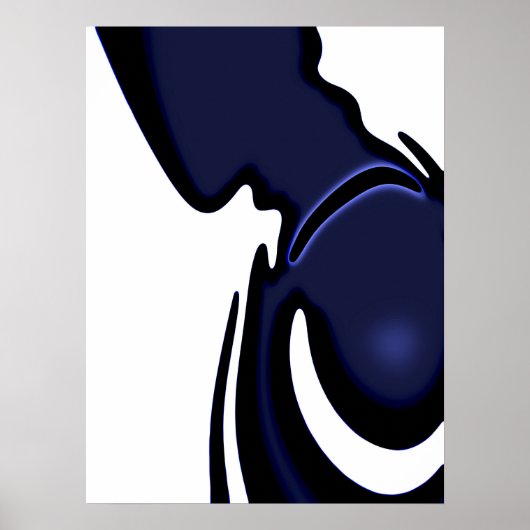 Poster Lune Bleue : Bleu Abstrait et Blanc (Devant)