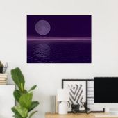 Poster Lune bleue d'eau violette (Bureau à domicile)