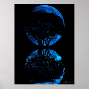 Poster Lune bleue reflétée