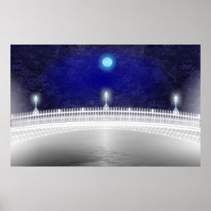 POSTER LUNE BLEUE SUR LE PONT HAPENNY