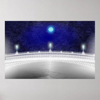 POSTER LUNE BLEUE SUR LE PONT HAPENNY