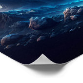 Poster Lune Bleue Sur Un Paysage Magique (Coin)