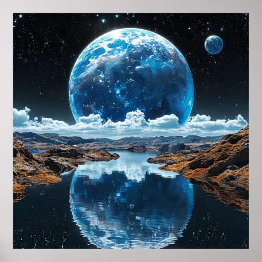 Poster Lune bleue vibrante (Devant)