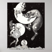 Poster Lune céleste ciel Univers Dieu Nuit Illustration (Devant)