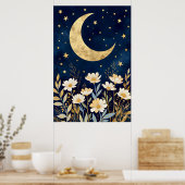 Poster Lune céleste et fleurs sauvages (Cuisine)