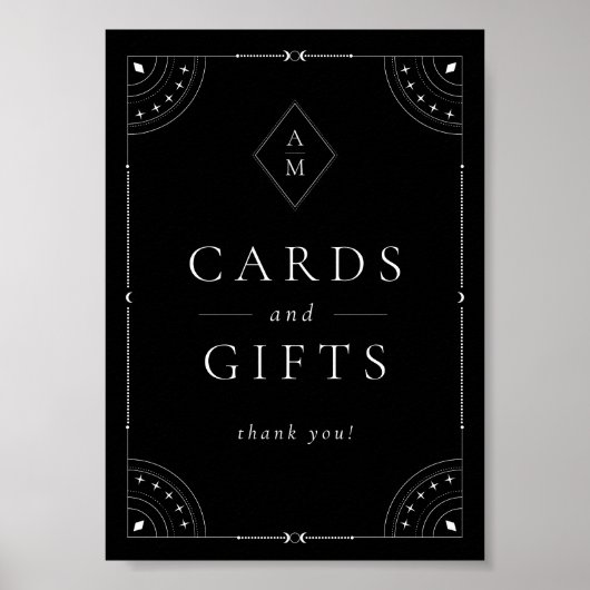 Poster Lune céleste foncée et étoiles Cartes et cadeaux (Devant)