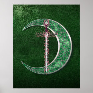 Poster Lune celtique verte