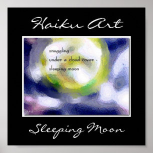 Poster Lune couchée Haiku Art Imprimer