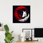 Poster Lune Crimson Loup blanc rouge (Bureau à domicile)