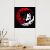 Poster Lune Crimson Loup blanc rouge (Cuisine)