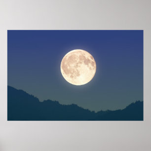 Poster Lune dans le ciel nocturne
