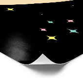 Poster Lune de chat noir atomique futuriste avec texte (Coin)