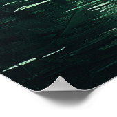 Poster Lune de forêt mystique en vert monochrome (Coin)