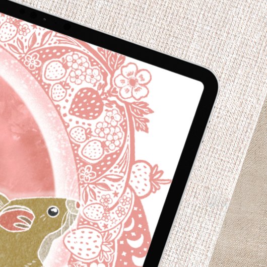 Poster Lune de fraise complète | Illustration de la lune 