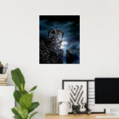 Poster Lune de loup - Loup avec Golem (Bureau à domicile)