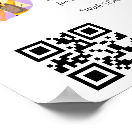 Poster Lune de miel Souhaite Registre Qr Code Mariage Cad (Coin)