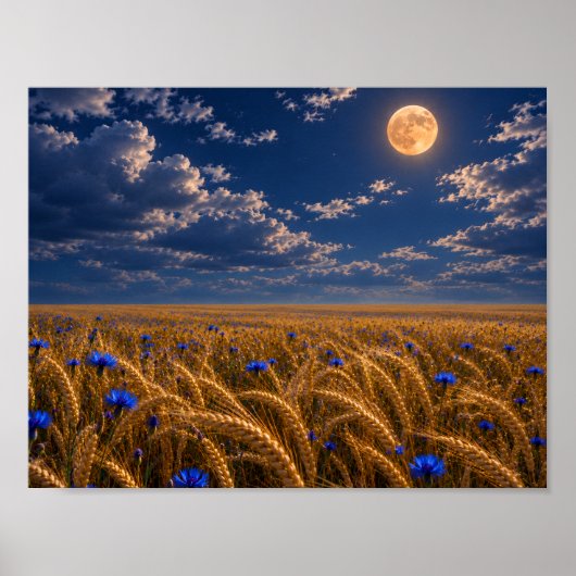 Poster Lune de récolte dorée (Devant)