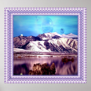 Poster Lune derrière Montains