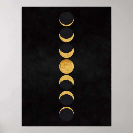 Poster Lune d'or phases noir texturé arrière - plan (Devant)