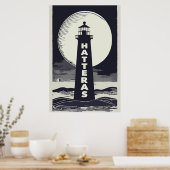 Poster Lune du phare de Cape Hatteras en Caroline du Nord (Cuisine)