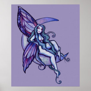 Poster Lune Enfant Fée Lune Enfant Féerie Art Fae
