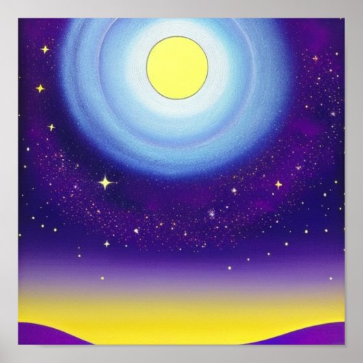 Poster Lune et ciel en violet (Devant)