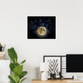Poster Lune et constellations (Bureau à domicile)