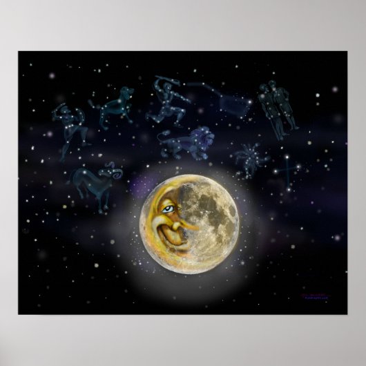 Poster Lune et constellations (Devant)