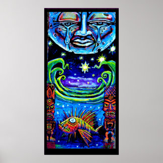 Poster lune et étoiles