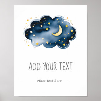 Poster Lune et étoiles Ajouter votre signature texte