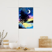 Poster Lune et étoiles au-dessus du lac (Cuisine)