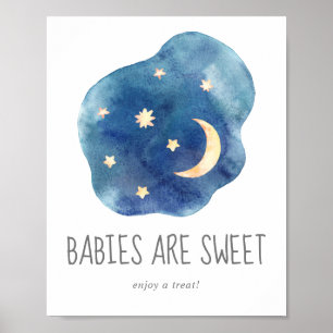Poster Lune et étoiles Les bébés sont doux Profitez d'un