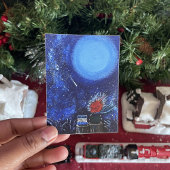 Poster Lune et étoiles Peinture Marine Bleu Lecture Art